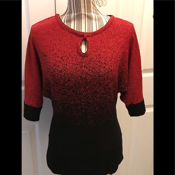 NY Collection red & black sweater Top size XS - Picture 9 of 10